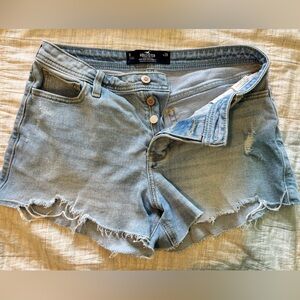 Hollister Light Blue High-Rise Distressed Denim Shorts